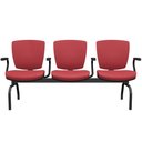 Ver imagem 1 de Cadeira Longarina 3 Lugares Aeroporto Recepção Preto Baixa Flexi P03 Vinil Vermelho - lyam Lyam Deco