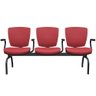 Cadeira Longarina 3 Lugares Aeroporto Recepção Preto Baixa Flexi P03 Vinil Vermelho - lyam Lyam Deco - 1