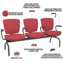 Ver imagem 4 de Cadeira Longarina 3 Lugares Aeroporto Recepção Preto Baixa Flexi P03 Vinil Vermelho - lyam Lyam Deco