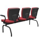 Ver imagem 6 de Cadeira Longarina 3 Lugares Aeroporto Recepção Preto Baixa Flexi P03 Vinil Vermelho - lyam Lyam Deco