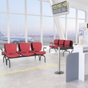 Ver imagem 2 de Cadeira Longarina 3 Lugares Aeroporto Recepção Preto Baixa Flexi P03 Vinil Vermelho - lyam Lyam Deco