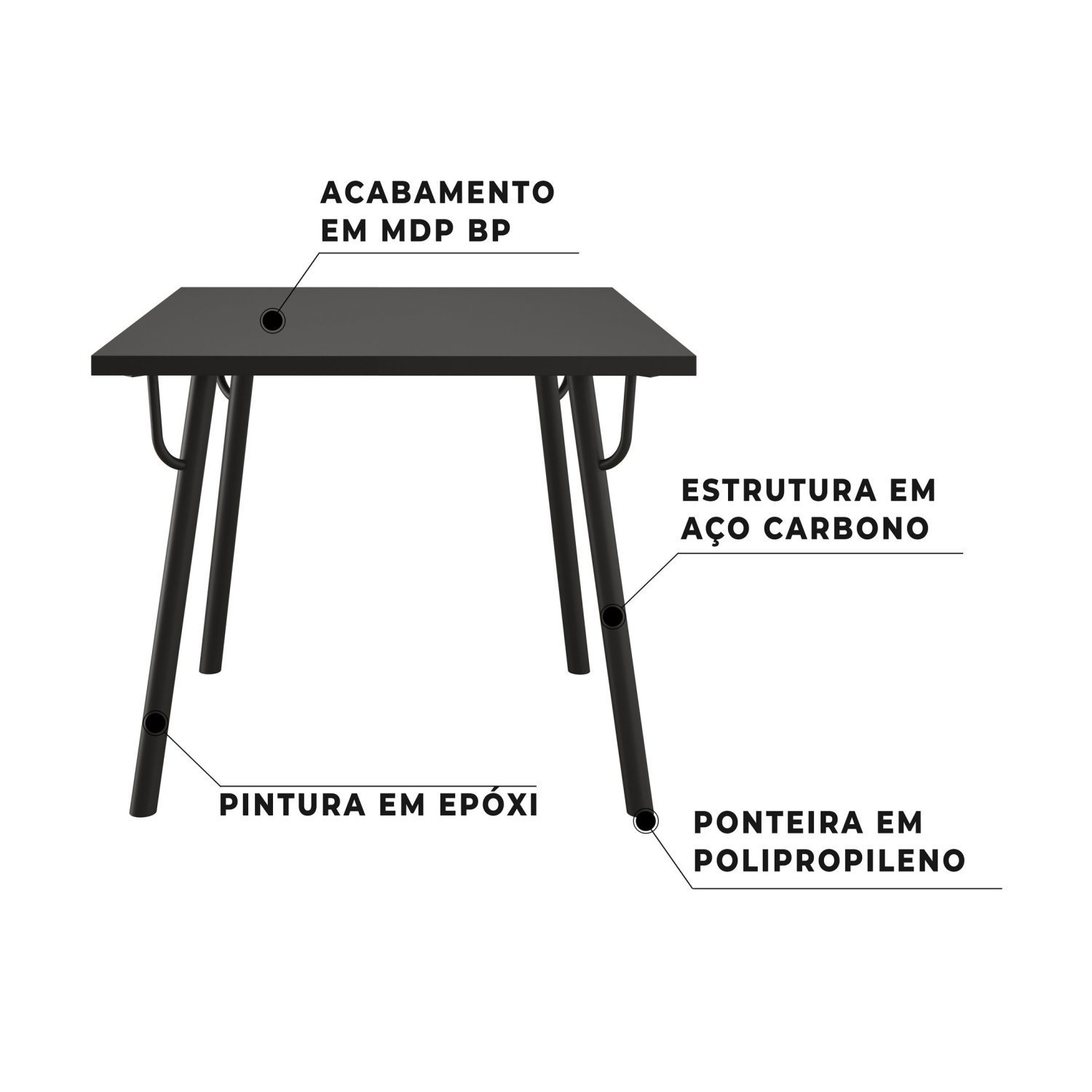 Mesa Orbit 80x80cm 4 Lugares Yescasa - 4