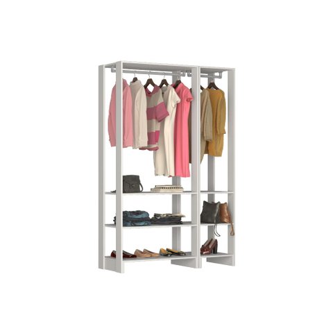 Estante Closet Yes 120cm com 2 Cabideiros - Branco