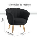 Ver imagem 5 de Poltrona Decorativa Pétala Veludo Preto Claro Pés Palito