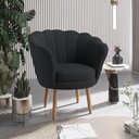 Ver imagem 2 de Poltrona Decorativa Pétala Veludo Preto Claro Pés Palito