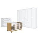 Ver imagem 1 de Quarto de Bebê Americano 6 Portas Com berço Americano Mini Cama Q Encanto Slim Freijó Branco Acetina