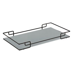 Bandeja Multiuso Hara Luana Tampo Couríssimo Cinza 39x70 Cm:Preta - 1