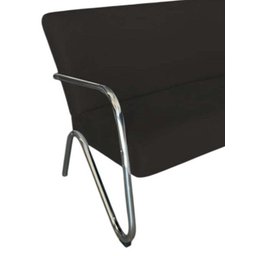 Namoradeira Decorativa Bela Couro Preto Braço Cromado - 2