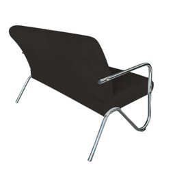 Namoradeira Decorativa Bela Couro Preto Braço Cromado - 4