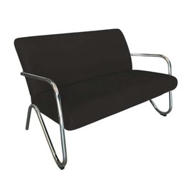 Namoradeira Decorativa Bela Couro Preto Braço Cromado - 1