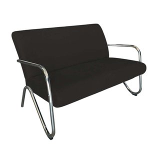 Namoradeira Decorativa Bela Couro Preto Braço Cromado