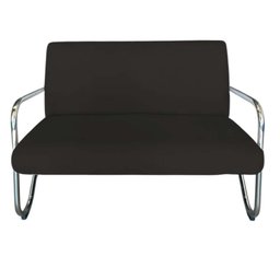 Namoradeira Decorativa Bela Couro Preto Braço Cromado - 3