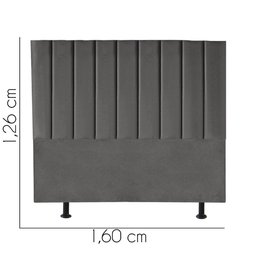 Cabeceira Estofada Queen 160CM Cora Suede Cinza Grafitte - D A DECOR D&A Decor - 3