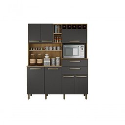 Armario Para Cozinha 7 Portas Monte Rey Cinamomo/grafite - 1