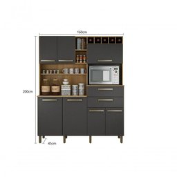 Armario Para Cozinha 7 Portas Monte Rey Cinamomo/grafite - 4