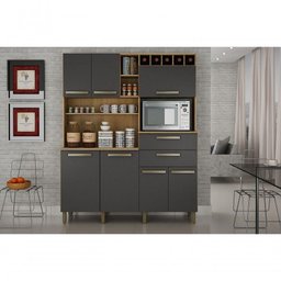 Armario Para Cozinha 7 Portas Monte Rey Cinamomo/grafite - 2