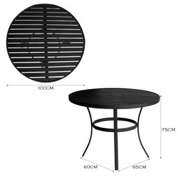 Mesa para Área Externa Ripada Redonda de Alumínio Pintado Preto - 2