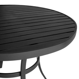 Mesa para Área Externa Ripada Redonda de Alumínio Pintado Preto - 3