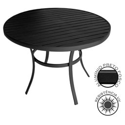 Mesa para Área Externa Ripada Redonda de Alumínio Pintado Preto - 4