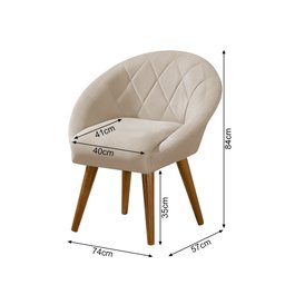 Kit 4 Poltronas Canastra Decorativa para Recepção Estofado Linho Bege Pés Palito - 3