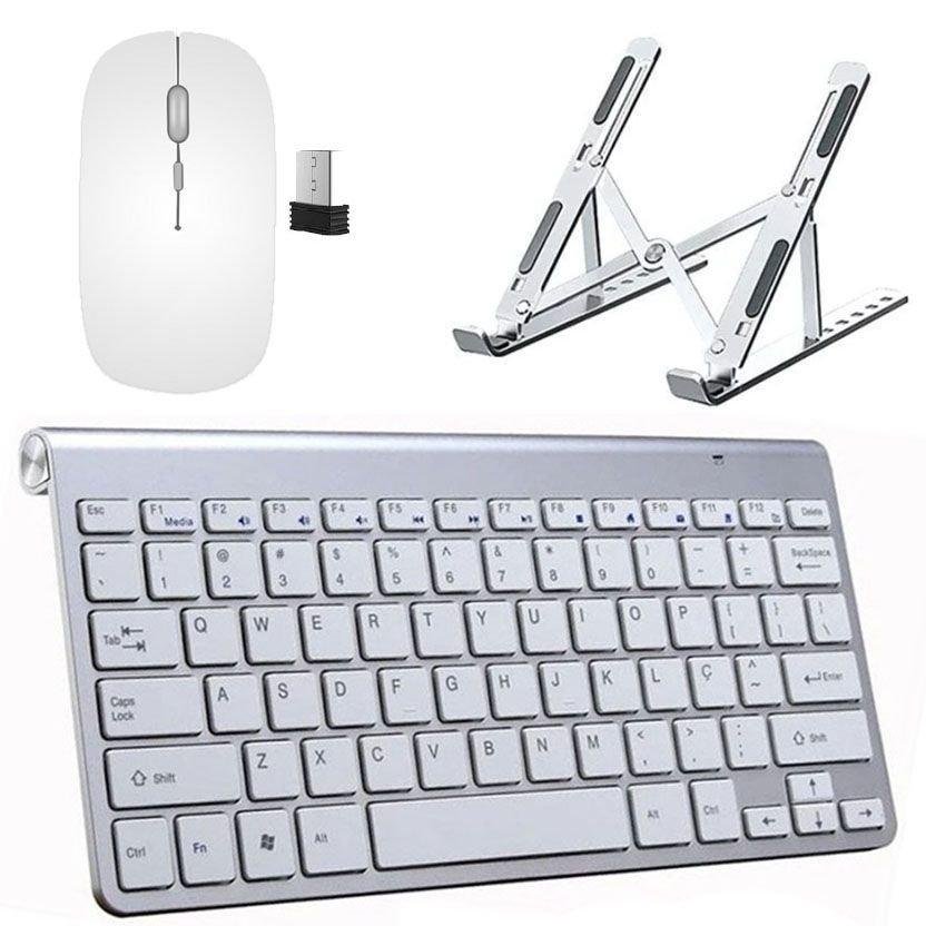 Teclado Mouse Slim e Suporte Branco para Notebook Samsung