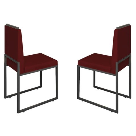 Conjunto Duas Cadeiras Sala Jantar Barcelona Base Preta:bordo