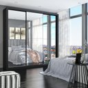 Ver imagem 1 de Guarda Roupa Casal com Espelhos 3 Portas de Correr 4 Gavetas Max Premium Espresso Móveis Preto