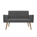 Ver imagem 2 de Kit Sófa 2 Lugares e 2 Poltronas para Sala de Estar Recepção Cinza-escuro