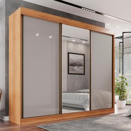 Guarda Roupa Casal 100% Mdf 3 Portas de Correr 6 Gavetas com Espelho Central Fênix - Mais Móveis - 7