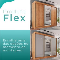 Guarda Roupa Casal 100% Mdf 3 Portas de Correr 6 Gavetas com Espelho Central Fênix - Mais Móveis - 3