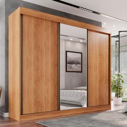 Guarda Roupa Casal 100% Mdf 3 Portas de Correr 6 Gavetas com Espelho Central Fênix - Mais Móveis - 5