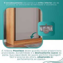 Guarda Roupa Casal 100% Mdf 3 Portas de Correr 6 Gavetas com Espelho Central Fênix - Mais Móveis - 10