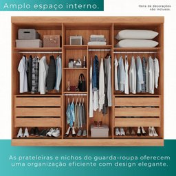 Guarda Roupa Casal 100% Mdf 3 Portas de Correr 6 Gavetas com Espelho Central Fênix - Mais Móveis - 4