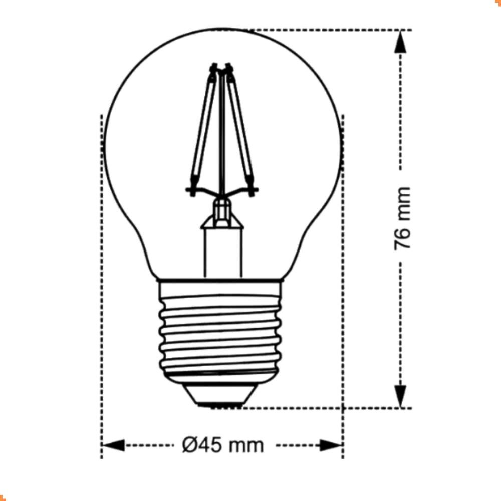 Lâmpada LED Bolinha Filamento 2w G45 Âmbar E27 Retrô Vintage - 3