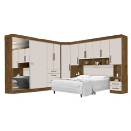 Dormitório Completo Georgia  Para Cama Box Casal 1,38m Jequitibá/Off White J&A - 1