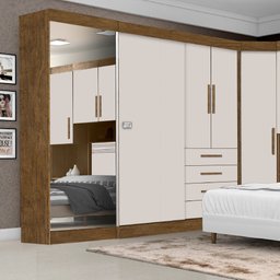 Dormitório Completo Georgia  Para Cama Box Casal 1,38m Jequitibá/Off White J&A - 4