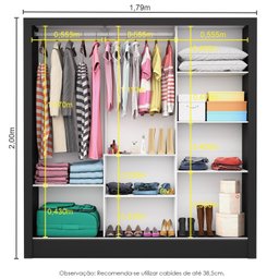 Guarda Roupa Casal 3 Portas com Espelho Porto Premium Espresso Móveis - 4