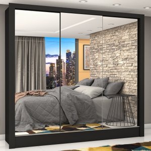 Guarda Roupa Casal 3 Portas com Espelho Porto Premium Espresso Móveis