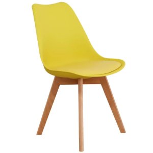 Cadeira Leda Siena com Assento em Corino Pu:amarelo