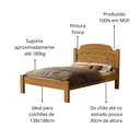 Ver imagem 3 de Cama Casal Iris Tradicional Reforçada Mdf Moderna para Quarto Nature