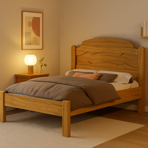 Cama Casal Iris Tradicional Reforçada Mdf Moderna para Quarto Nature