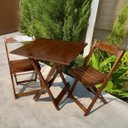 Ver imagem 1 de Conjunto Mesa Dobrável 70x70 Mdf com 2 Cadeiras Imbuia