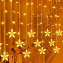 Ver imagem 3 de Pisca Cascata Estrelas 405 Leds Amarelo Fio Branco 10m 220v