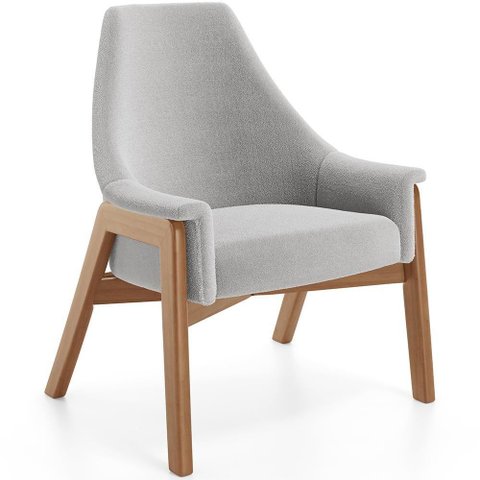 Poltrona Decorativa Sakura L02 Bouclê Cinza - Lyam Decor