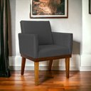 Ver imagem 2 de Poltrona Decorativa para Sala Recepção Consultório Escritório Base em Madeira Divine Suede