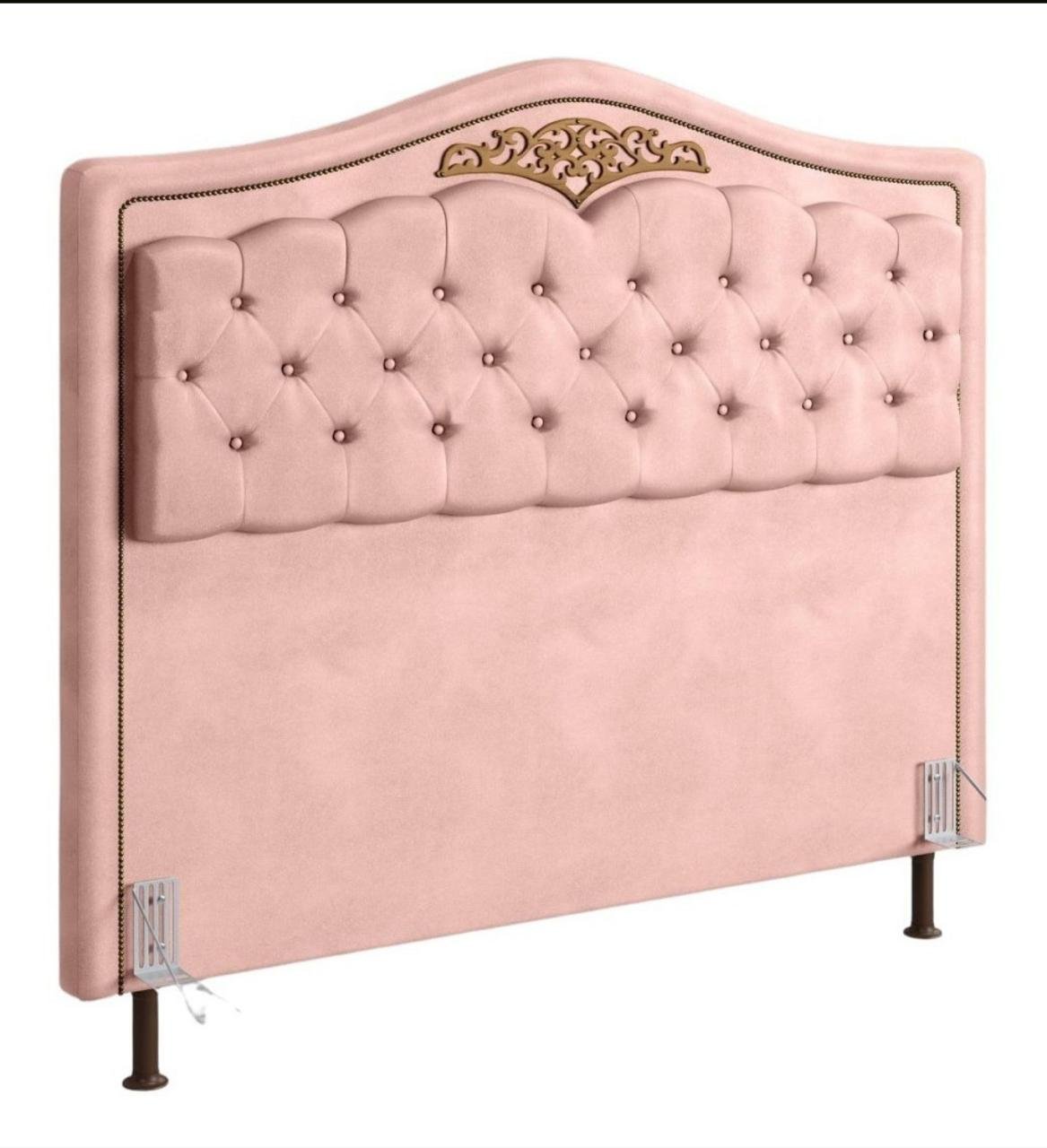 Cabeceira de Cama Box Casal 1,40 cm Dunas Luxo captone Veludo rose Dalaqua-Decor