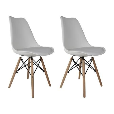 Kit com 2 Cadeiras Saarinen Branca com Pés de Madeira Design Moderno e Sofisticado