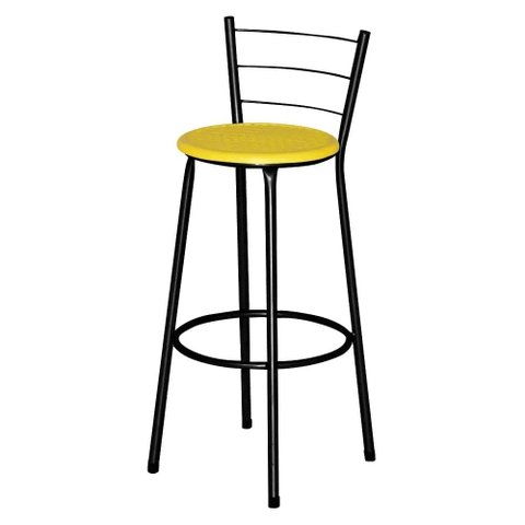 Banqueta Alta para Cozinha Ratan Preta Cristal  