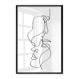 Quadro Decorativo Grande para Quarto Casal Linhas Minimalista com Vidro - 1