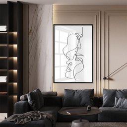Quadro Decorativo Grande para Quarto Casal Linhas Minimalista com Vidro - 2